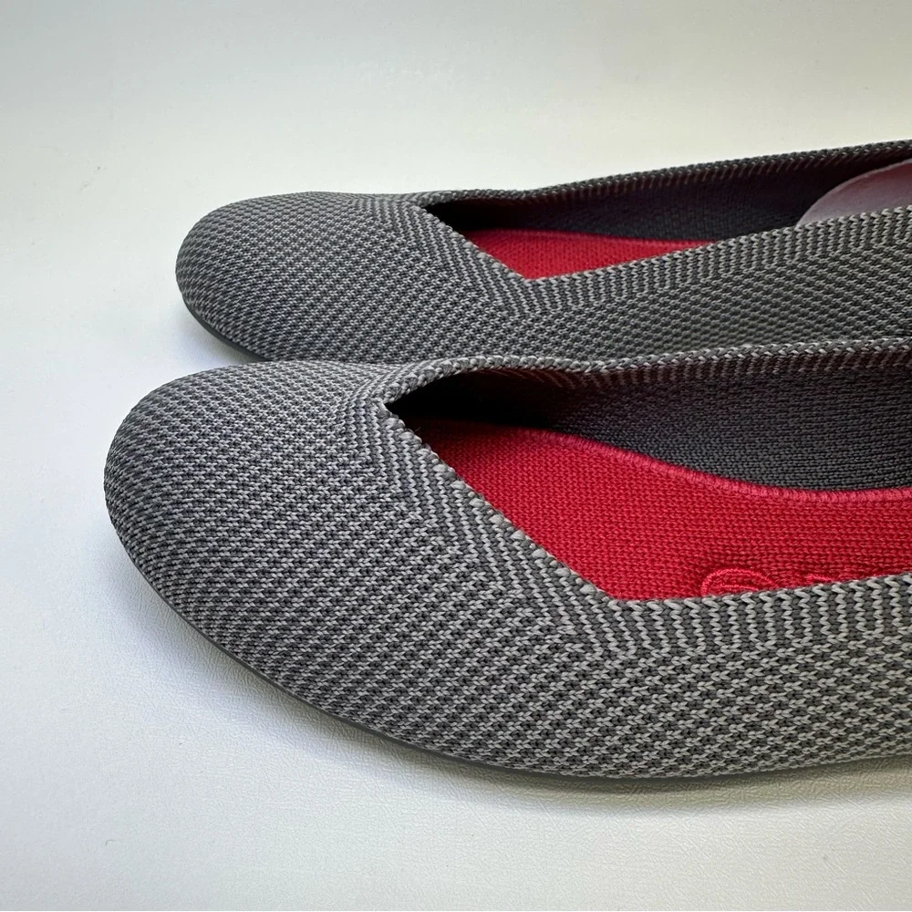ROTHY'S The Flat Charcoal Knit Fabric Slip On Ballet Flats round toes size W 6.5